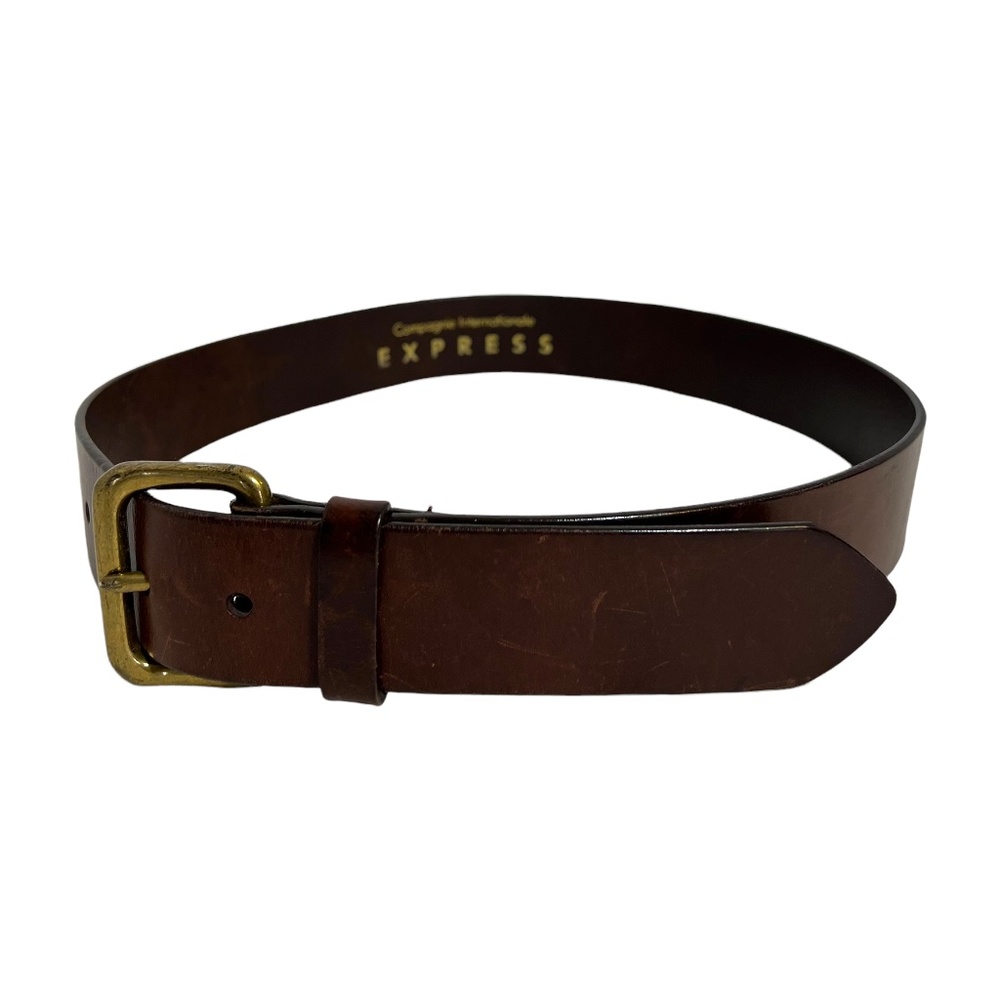 Express Compagnie Internationale Men’s Distressed Vintage Brown Leather Belt